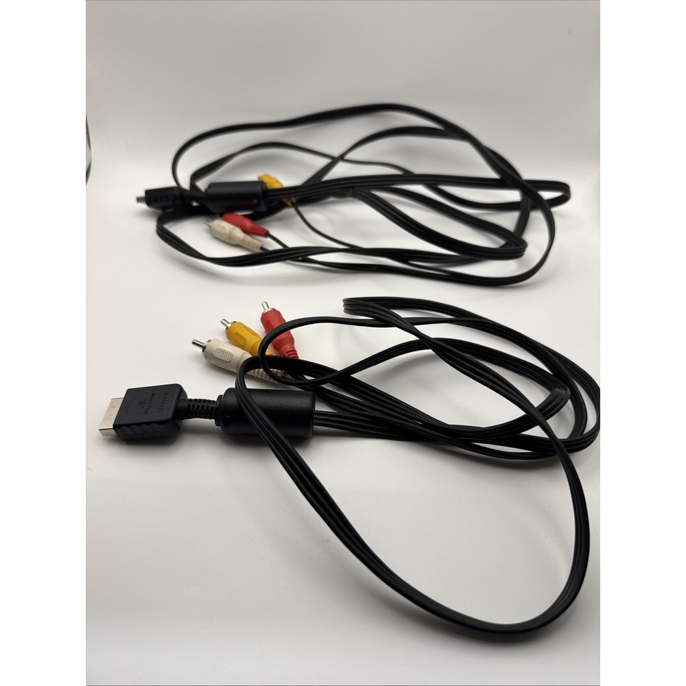 2 Pc Genuine Official OEM RCA AV Sony Playstation PS1 PS2 PS3 Audio Video Cable